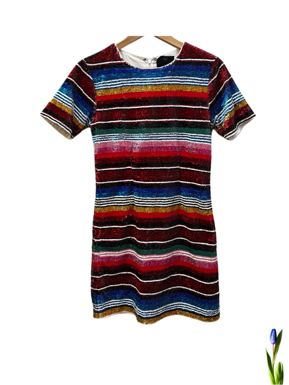 X by NBD Sequin
Multicolor Striped Mini
Dress | Revolve Wedding Guest NEW Size M